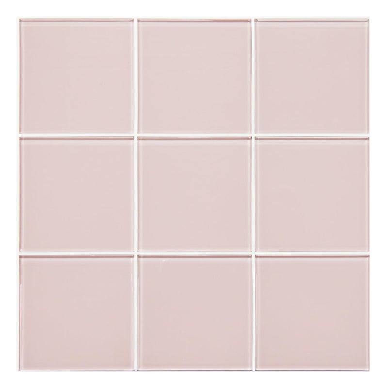 CASAPALACE Pink Peel and Stick Backsplash Glass Tile with Frame Square Mosaic Wall Tiles for Kitchen Bathroom 12x12 5 Sheets 5 SQFT