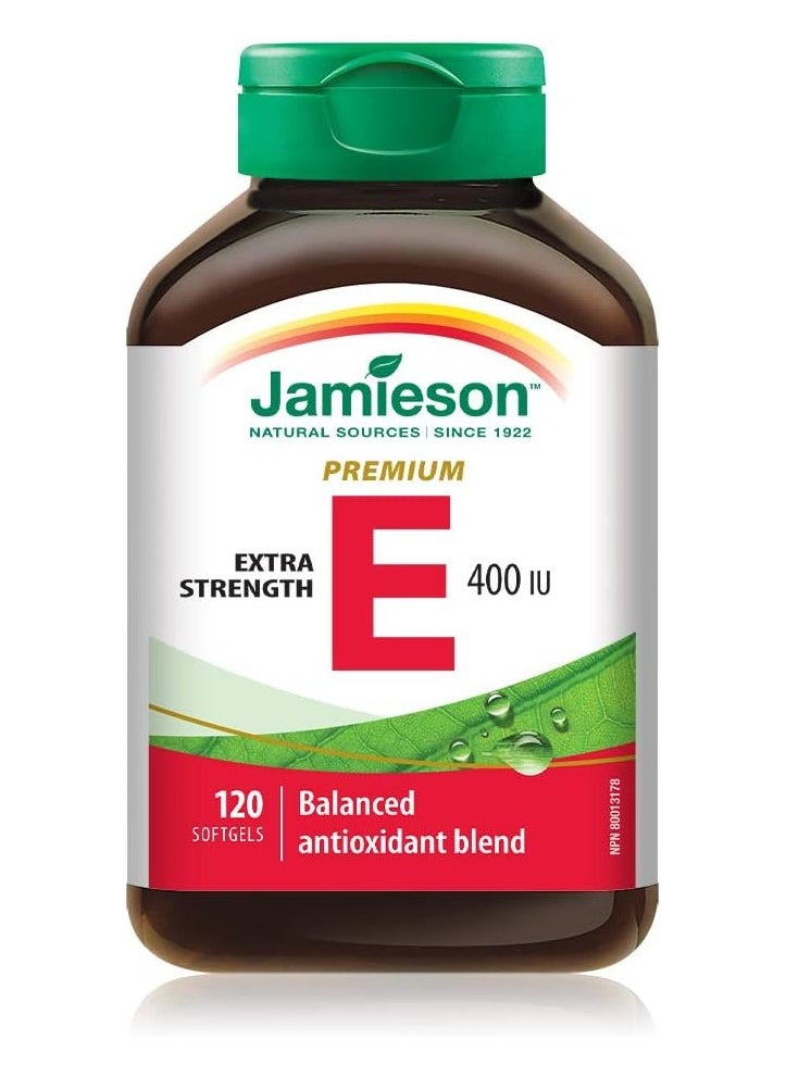 Jamieson Vitamin E 400 IU Premium Complex with Mixed Tocopherols 120 Count  - Image 1