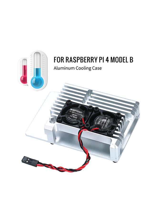 NIBEMINENT Dual Cooling Fan Enclosure Case With Heatsink Pillar Silver/Black  - Image 2