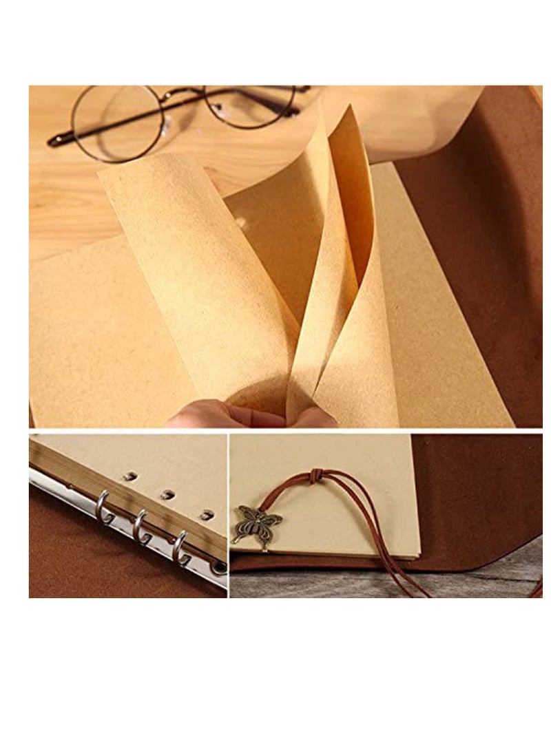 Vintage Leather Journal Notebook Refillable Spiral Bound Diary with Kraft Paper Blank Pages Travel Sketchbook Ideal for Gifts and Souvenirs for Women - Image 3