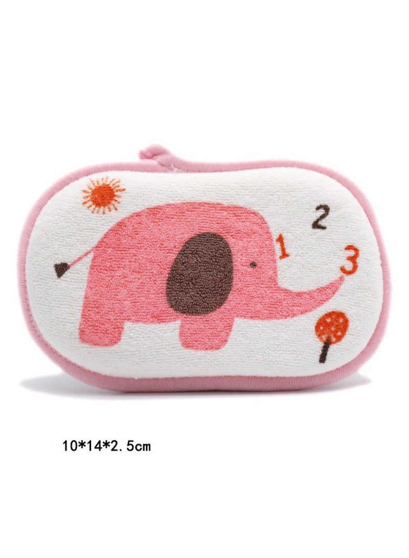 Baby Bath Sponge Soft Foam Scrub Natural Sponge for Bath, Shower Scrub Body Sponge for Kids/Babies/Men/Women (Pink Elephant) - Image 2