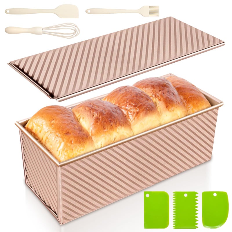 Dipanist 22lb Pullman Loaf Pan with Lid Nonstick Carbon Steel Square Bread Pan for Baking Shokupan Sandwich Pain de Mie Sourdough Includes 6 Bonus Tools - Image 2