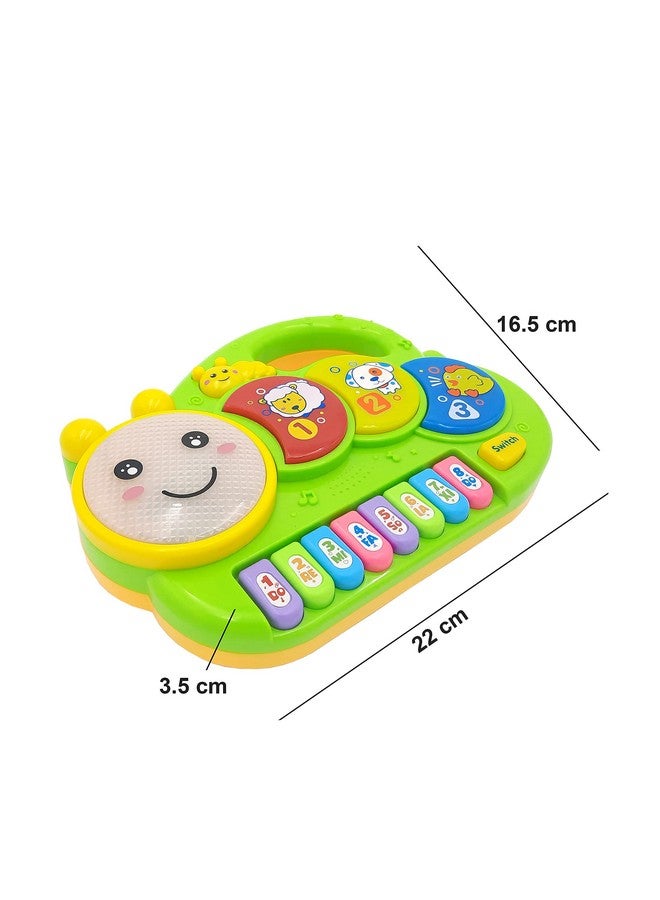 vGRASSP VGRASSP Happy Caterpillar Piano Musical Toys for Babies and Kids Green Small Piano for Kids Musical Piano Best Toy(Green)  - Image 3