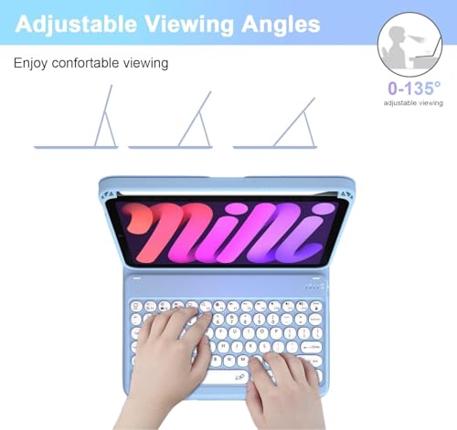 NUWONAYA Keyboard Case with Mouse for iPad 11-inch (A16 2025)/iPad 10th Generation, Slim Candy Round Key Keyboard Case with Detachable Bluetooth Keyboard and Pencil Holder，Pink - Image 4