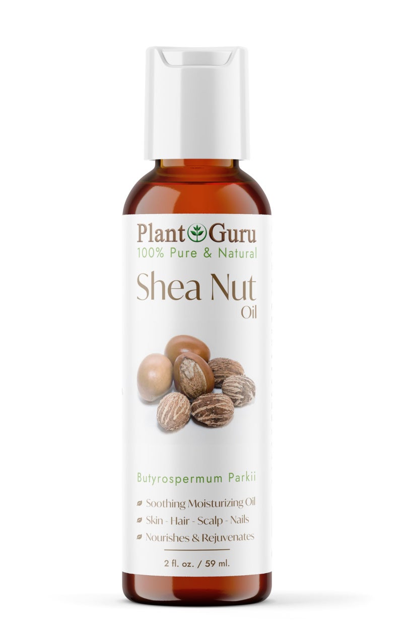 Plant Guru African Shea Nut Butter Oil 2 fl. oz. 100% Pure Natural Skin, Face, Hair Growth And Moisturizer. DIY Body Butters, Lotions, Creams, Lip Balm And Soap Making. - Image 1