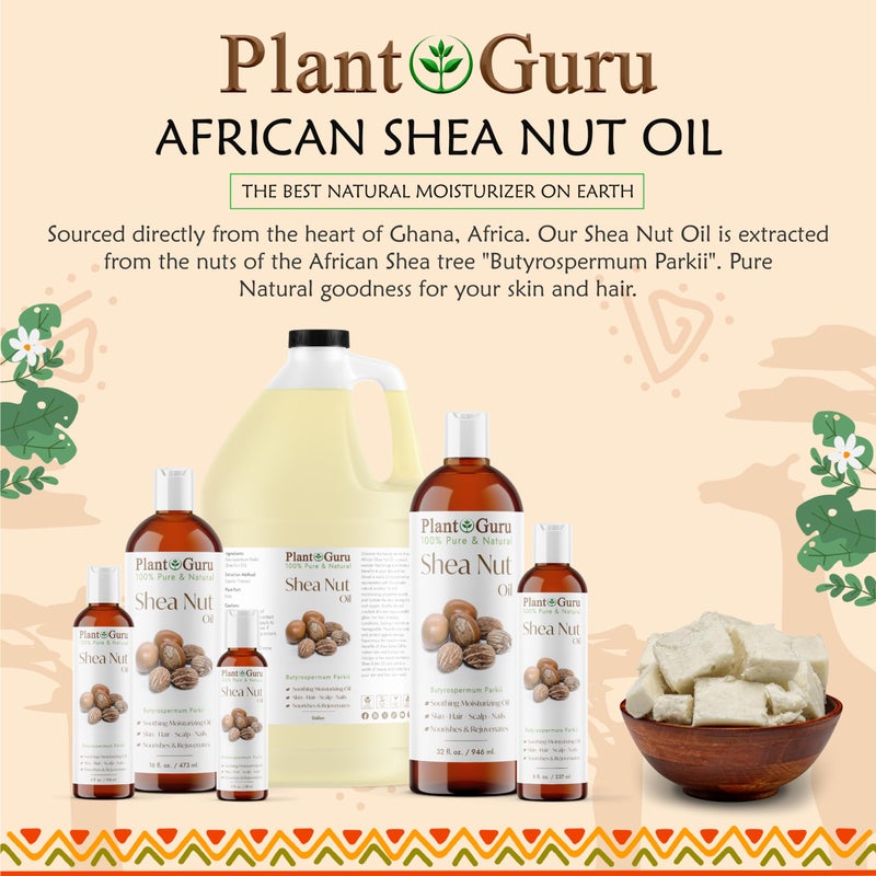 Plant Guru African Shea Nut Butter Oil 2 fl. oz. 100% Pure Natural Skin, Face, Hair Growth And Moisturizer. DIY Body Butters, Lotions, Creams, Lip Balm And Soap Making. - Image 3