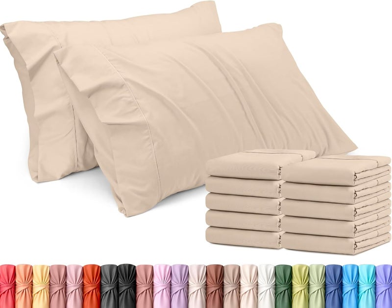 Utopia Bedding King Pillow Cases - 12 Pack - Envelope Closure - Soft Brushed Microfiber Fabric - Shrinkage and Fade Resistant Pillow Covers King Size 20 X 40 Inches (King, Beige) - Image 1