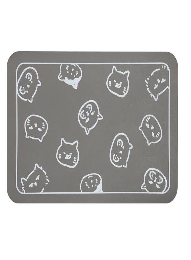 سجادة طعام القطط YCT، سجادة للقطط للطعام والماء، سجادة تغذية الحيوانات الأليفة، مانعة للانزلاق، فائقة الامتصاص، بشعار رؤوس قطط متعددة، 18.1 × 11.8 بوصة، رمادي فاتح