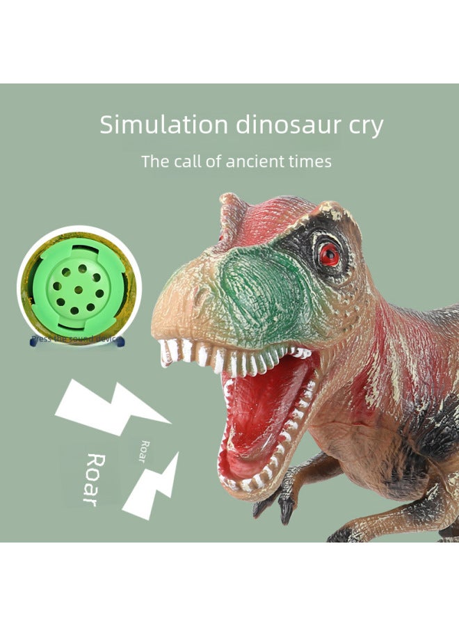Large Size Simulation Soft Glue Dinosaur Toy Sounding Tyrannosaurus Rex Triceratops Animal Model Boys Children's Stall-Color:Blue Single Dragon 50cm - Image 5