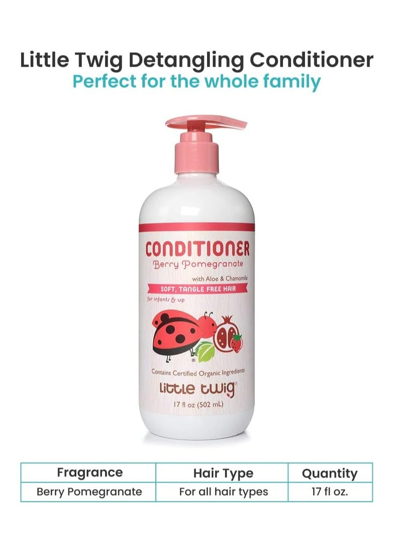 Little Twig Little Twig Detangling Conditioner, Natural Conditioner with Plant Derived Formula, Hair Conditioner with Essential Oils and Extracts, Suitable for Whole Family, Berry Pomegranate, 17 fl oz.  - Image 2