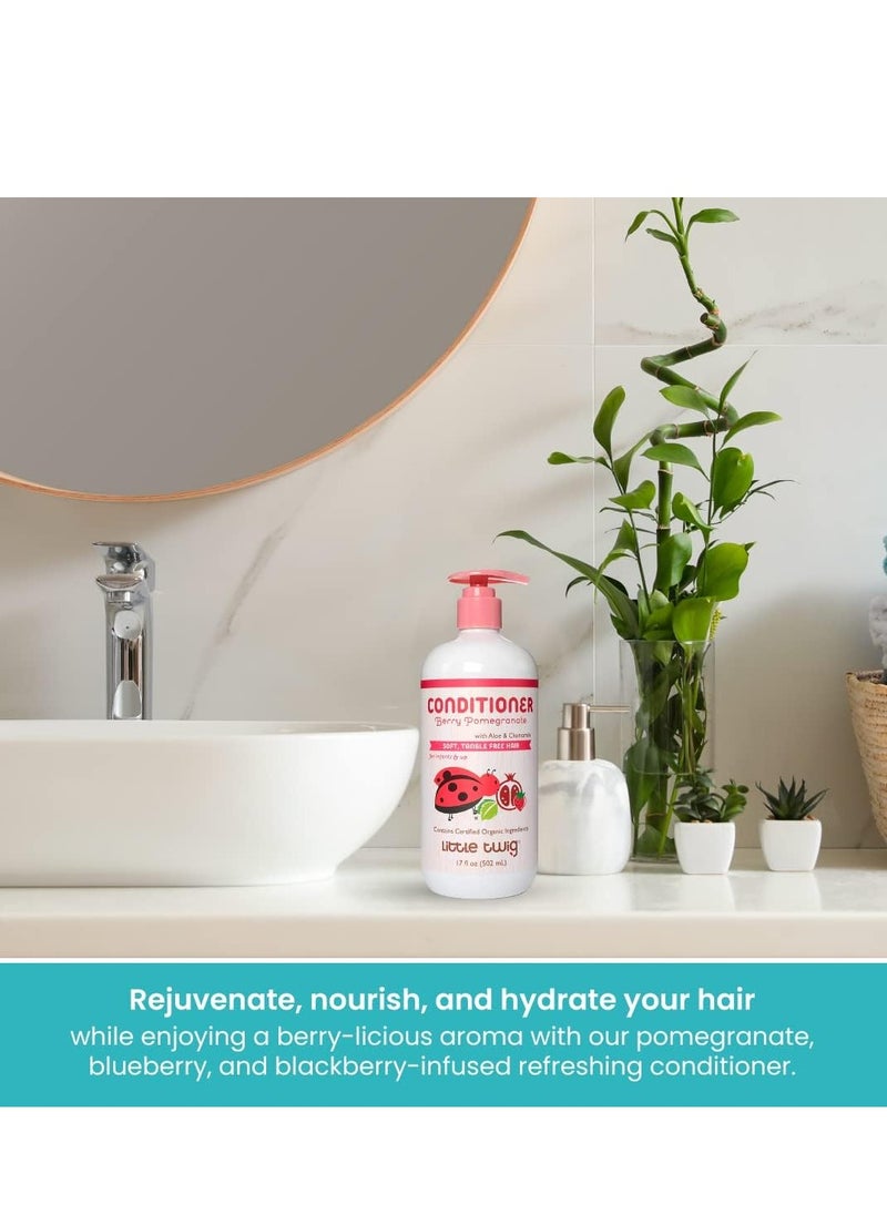 Little Twig Little Twig Detangling Conditioner, Natural Conditioner with Plant Derived Formula, Hair Conditioner with Essential Oils and Extracts, Suitable for Whole Family, Berry Pomegranate, 17 fl oz.  - Image 3