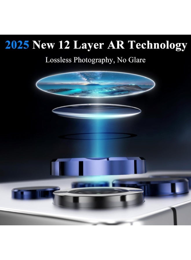 واقي عدسة الكاميرا لملحقات فيفو V50 لايت، غطاء حماية للكاميرا بحلقة معدنية من الزجاج المقوى 9H، مناسب للجراب، مضاد للخدش (أسود) - Image 4