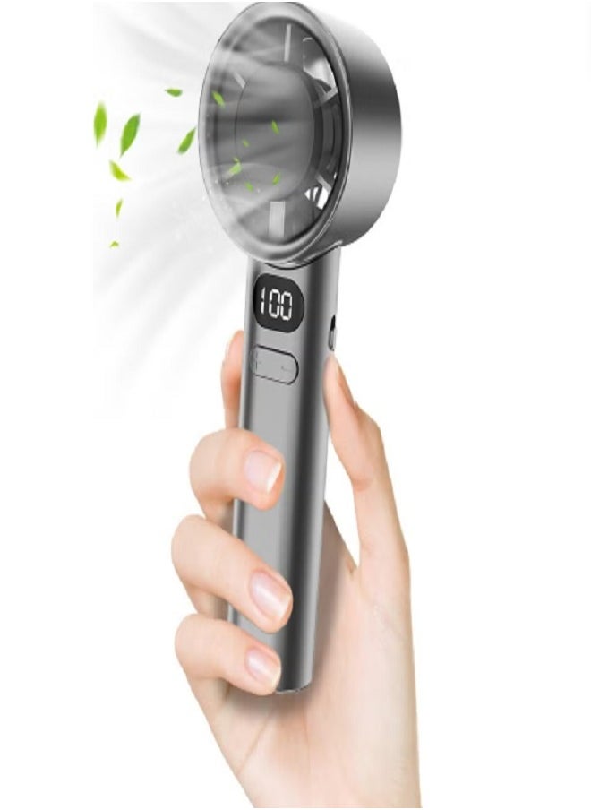 أتشز مروحة يدوية محمولة بدون شفرات مزودة بشاشة LED - مروحة شخصية صغيرة قابلة لإعادة الشحن عبر USB للسفر والمكتب والاستخدام في الهواء الطلق - تبريد هادئ وقوي 