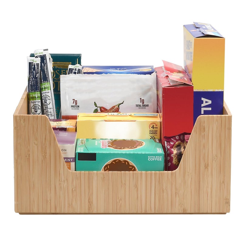 MobileVision Bamboo Storage Box with Open Front Stackable Bin Organizer to use in kitchen pantries, cabinets and countertops, 14 x 11 x 6.5 inches - Image 5