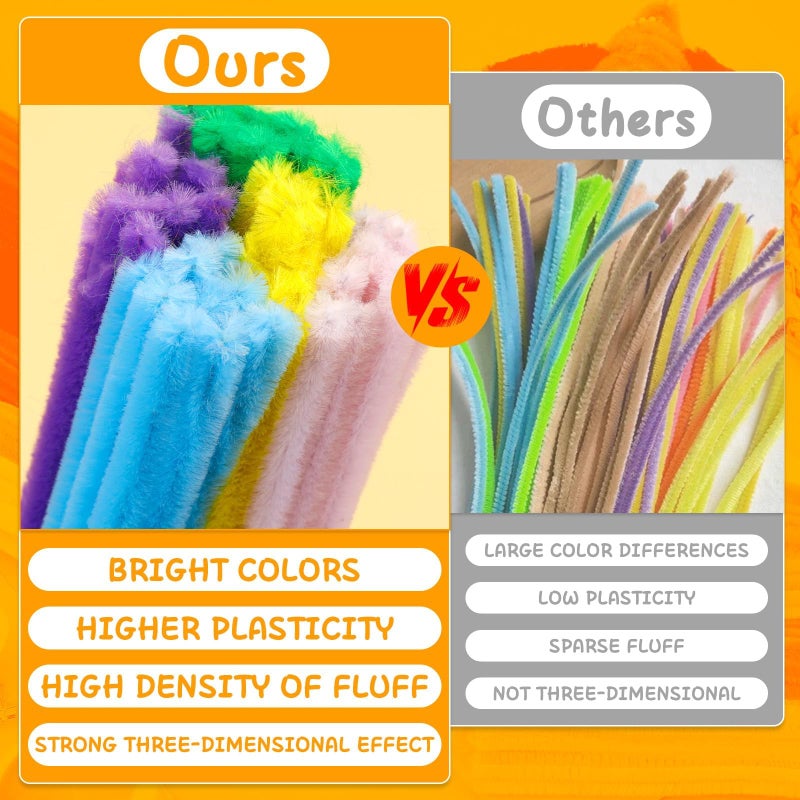 Mnuizu 200 Pcs Pipe Cleaners, 20 Multi-Colored Chenille Stems Bulk Thick Chenille Stem Fuzzy Sticks for Adults (20 Colors) - Image 3