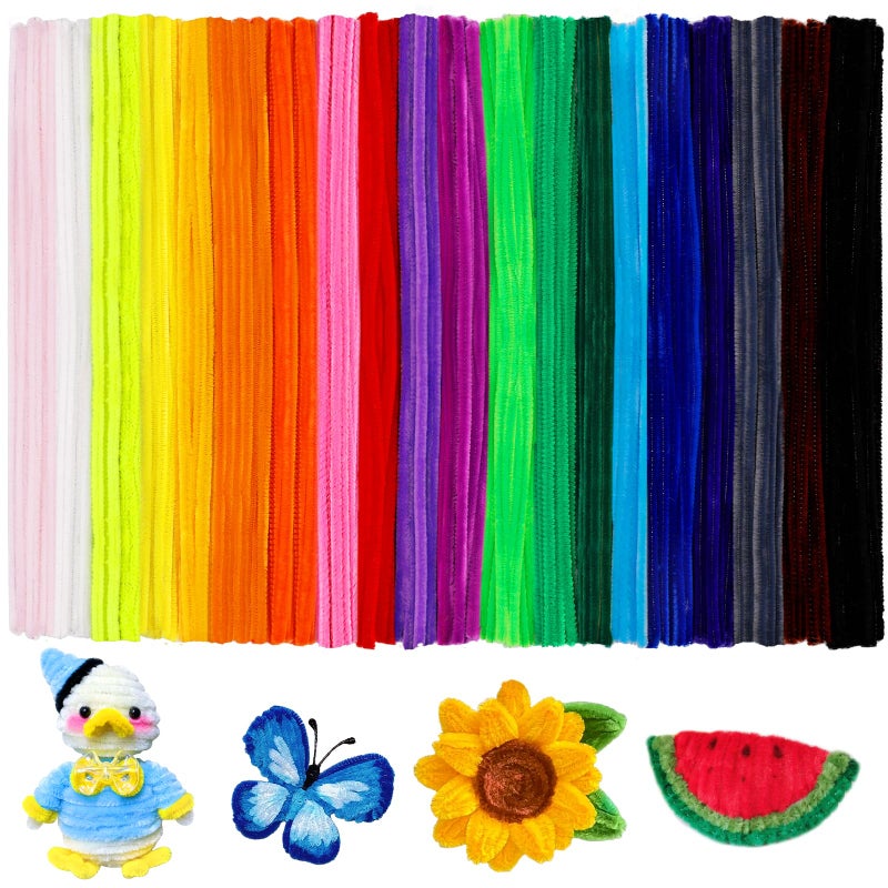 Mnuizu 200 Pcs Pipe Cleaners, 20 Multi-Colored Chenille Stems Bulk Thick Chenille Stem Fuzzy Sticks for Adults (20 Colors) - Image 1