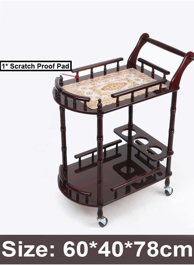 fashionhome - Modern Design Multipurpose 3-Tier Moveable Serving and Dinning Trolley Kitchen Trolley Catering Trolley Solid Wood Panel and Cart Tea Bar Cart Storage Cart 60 x 40 x 78 Centimeter - Image 1