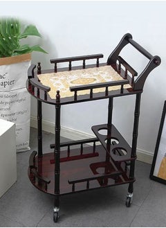 Modern Design Multipurpose 3-Tier Moveable Serving and Dinning Trolley Kitchen Trolley Catering Trolley Solid Wood Panel and Cart Tea Bar Cart Storage Cart 60 x 40 x 78 Centimeter