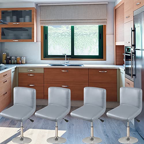 HFCNMY Bar Stool Chair Covers, 4 Pack Stretch Waterproof PU Bar Stool Covers with Backs Washable Bar Chair Covers Swivel Barstool Covers Slipcovers with Back for Low Short Back Chair Light Gray - Image 2