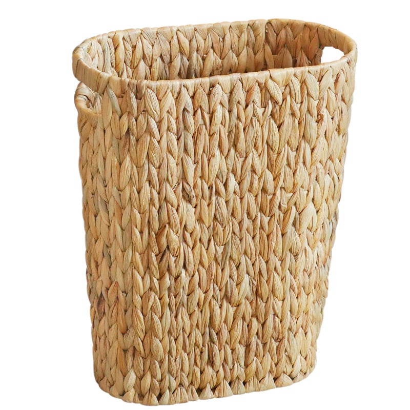 Coeusy Wicker Trash CanBathroom Trash CanWater Hyacinth Wicker Waste Basket for BathroomHandwoven Narrow Small Waste Basket for BedroomOffice5 Gallon