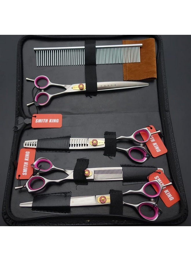 Smithking Professional Dog Grooming Shears Set Dogs Straight & Thinning & Curved Scissors & Chunkers Scissorswith Comb In 1 Set For Right-Handed & Left-Handed (8.0 Silvery Right-Handed) - Image 2