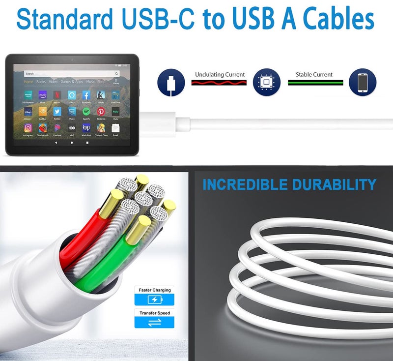SCOVEE USB C Charger Cable for New Fire HD 8 HD 10 9th 10th 11th Generation 2019 2020 2021 Release Tablet & Kids Edition,Samsung Galaxy S10,BlackBerry key2,Keyone,Moto Z3 G6,LG G7,Type-C Kindle Charging Cord - Image 5