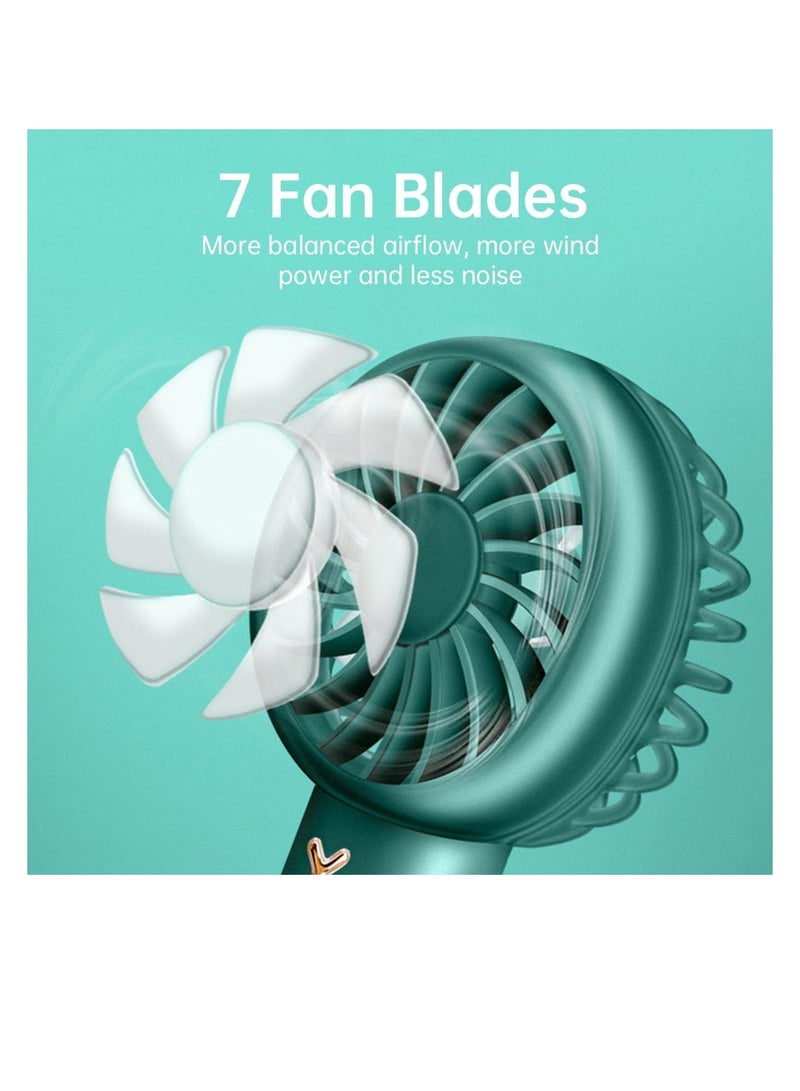 ECVV مروحة محمولة يديوية من ECVV مروحة جيب 1200 ملي أمبير مروحة قابلة للشحن عبر USB 3 سرعات مروحة دوارة قابلة للتعديل للمنزل والمكتب والداخل والخارج (وردي) - Image 3