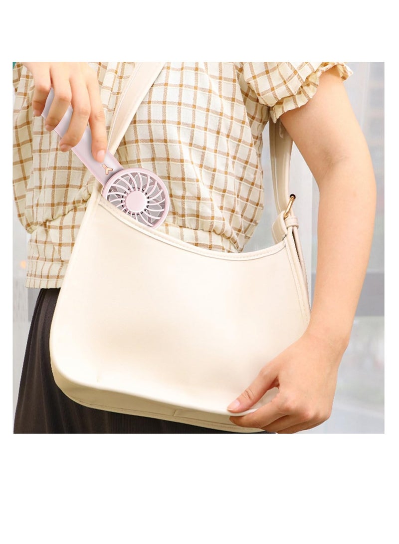 ECVV مروحة محمولة يديوية من ECVV مروحة جيب 1200 ملي أمبير مروحة قابلة للشحن عبر USB 3 سرعات مروحة دوارة قابلة للتعديل للمنزل والمكتب والداخل والخارج (وردي) - Image 5