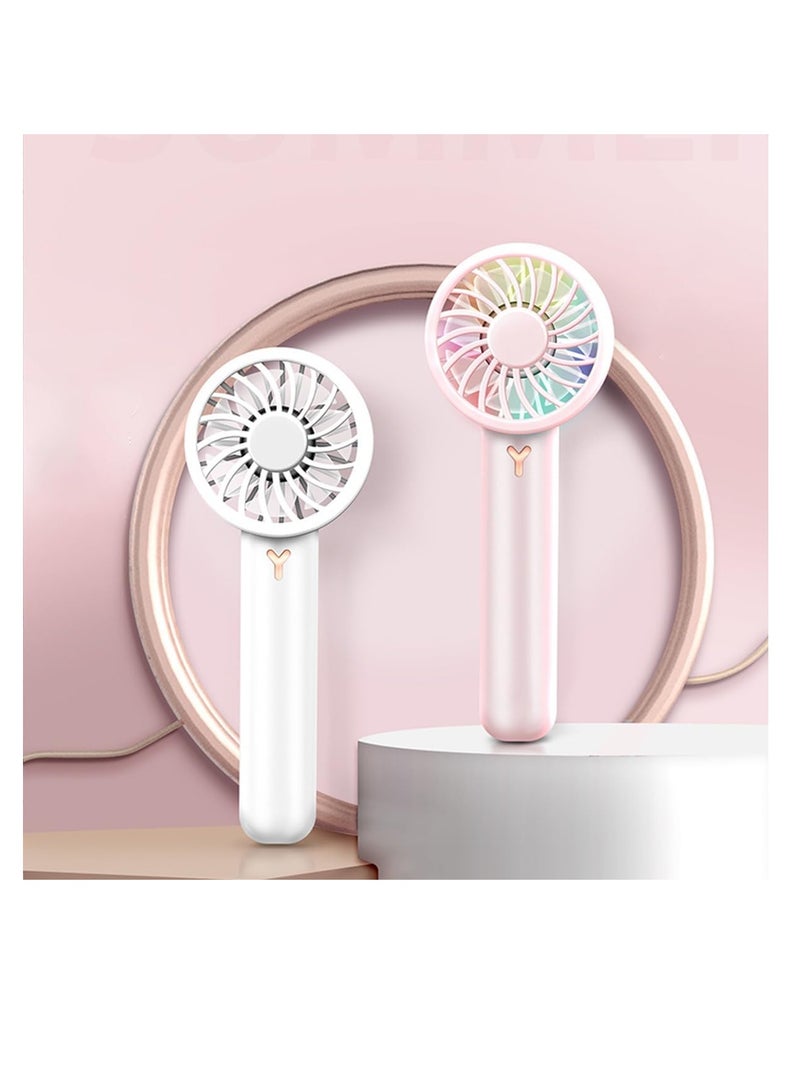 ECVV مروحة محمولة يديوية من ECVV مروحة جيب 1200 ملي أمبير مروحة قابلة للشحن عبر USB 3 سرعات مروحة دوارة قابلة للتعديل للمنزل والمكتب والداخل والخارج (وردي) - Image 2