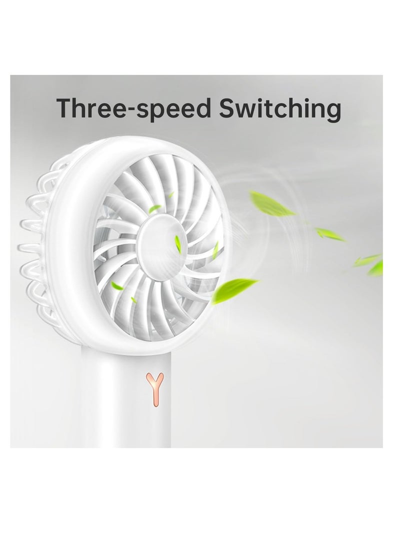 ECVV مروحة محمولة يديوية من ECVV مروحة جيب 1200 ملي أمبير مروحة قابلة للشحن عبر USB 3 سرعات مروحة دوارة قابلة للتعديل للمنزل والمكتب والداخل والخارج (وردي) - Image 4