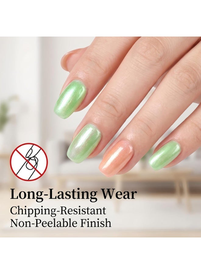 6 Colors Water-Based Nail Polish Pen Set, Pearlescent Shimmer Quick Air Dry Peelable Nail Pens, No UV Lamp Required Metallic Glitter Nail Colors for Beginner DIY Manicure - Image 3