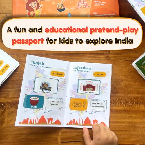 CocoMoco Kids India Passport for Kids, Learn About States of India & UTS, Geography Educational Toy Activity Kit with Stickers, Ages 4-5, 6-7, 8-10, 11 Year Old (Pack of 5) - Image 4