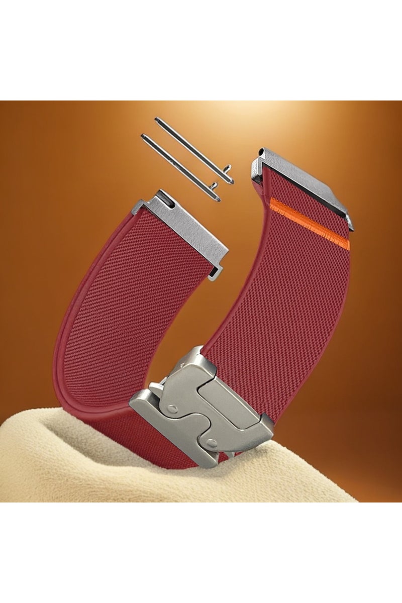 22mm wine red 18/20/22mm Parachute Straps for Watch 7 6 5 4 Band Sport Elastic Loop for W...