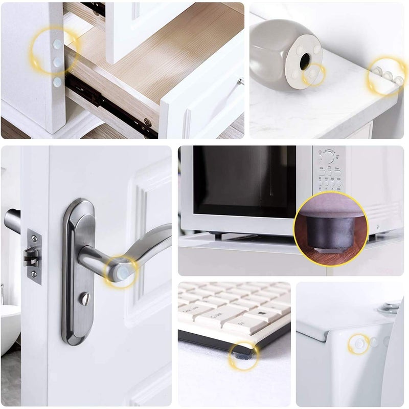 Volo Round Self Adhesive Silicone Bumper, Circular Dots Cabinet Safety Stoppers for Drawer with Mute Buffer, Picture Frames, Cutting Boards, Laptops.(3x8 mm)(Color-Transparent). (24 Pcs) - Image 4