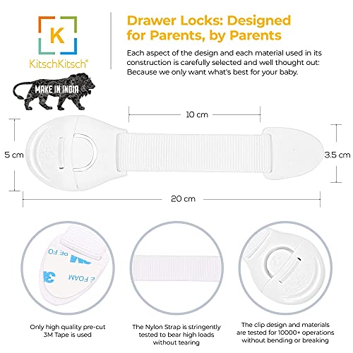 KitschKitsch Baby Safety Plastic Drawer Locks White (Pack of 8) MADE IN INDIA - Image 4