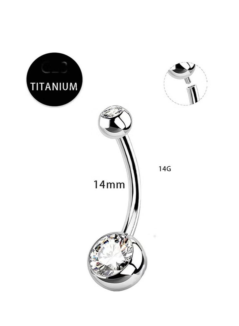 Gecomo G23 Titanium Hypoallergenic Belly Button Ring with Zirconia Inlaid Internally Threaded Navel Piercing Jewelry Surgical 14mm Long Belly Ring gifts For Women - Image 5