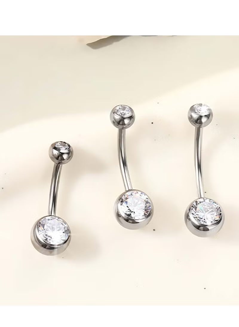 Gecomo G23 Titanium Hypoallergenic Belly Button Ring with Zirconia Inlaid Internally Threaded Navel Piercing Jewelry Surgical 14mm Long Belly Ring gifts For Women - Image 4