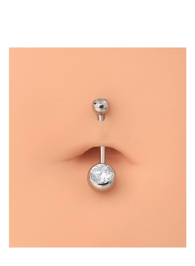 Gecomo G23 Titanium Hypoallergenic Belly Button Ring with Zirconia Inlaid Internally Threaded Navel Piercing Jewelry Surgical 14mm Long Belly Ring gifts For Women - Image 2
