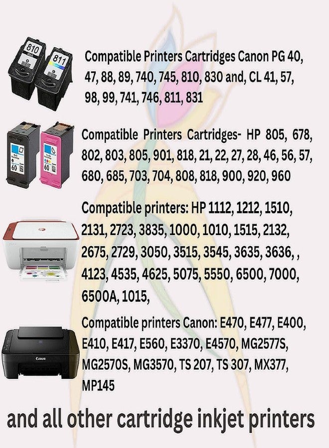 ANG Compatible Refill Ink for Cannon Pixma Printer 400ml Suitable for E500, E510, E400, E410, E560, E470, E480, E417, E600, E610, E477 MG Series, MP Series, IP Series etc. with 4 Syringes - Image 2