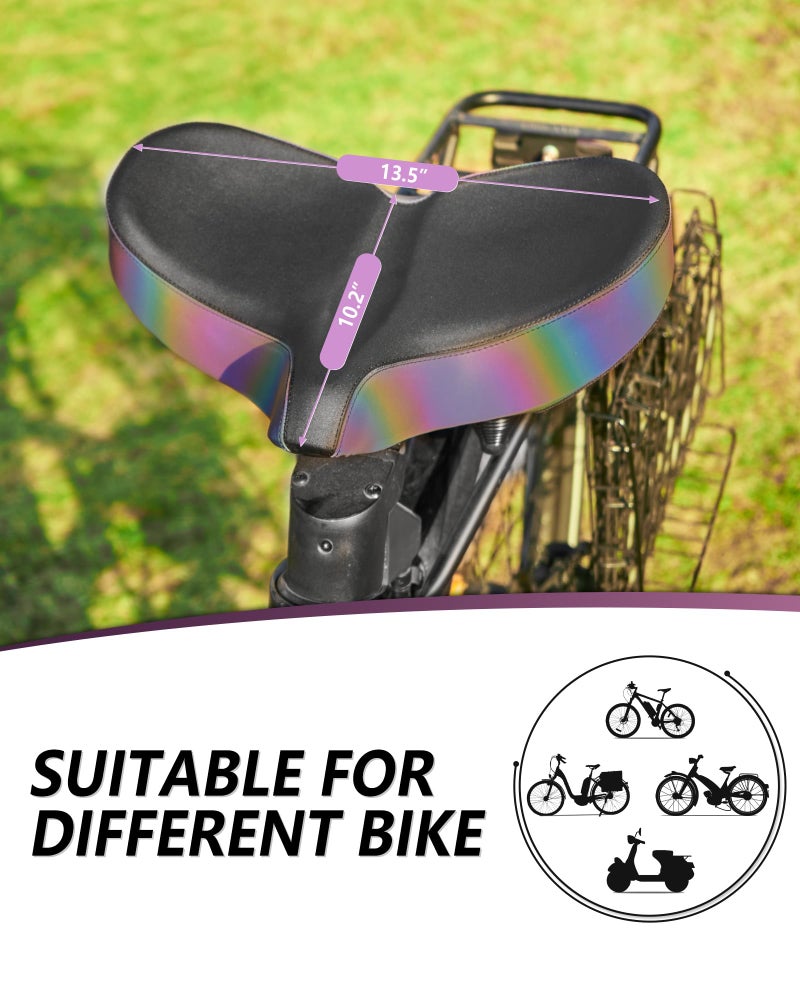 YLG Oversized Bike Seat, Comfort Seat Cushion Compatible with Peloton, Road or Exercise Bikes, Rainbow Reflective Wide Bicycle Saddle Replacement for Men Women - Image 5