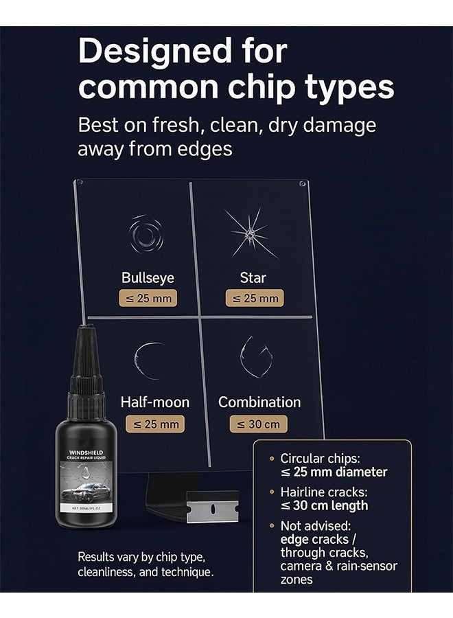 RAYHONG Windshield Crack Repalr Kit, Multi Functional Car Windshield Adhesive Fluid, Crack Care Agent, Fix Auto Glass Windshield Crack Chip Scratch, 30ml - Image 4