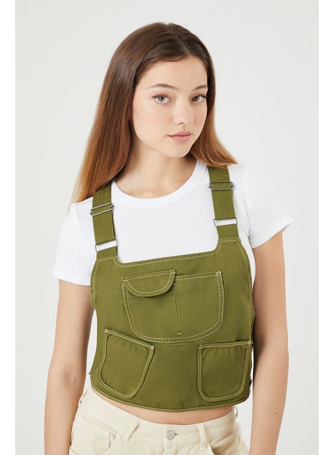 FOREVER 21 Twill Overall Crop Top - Image 3