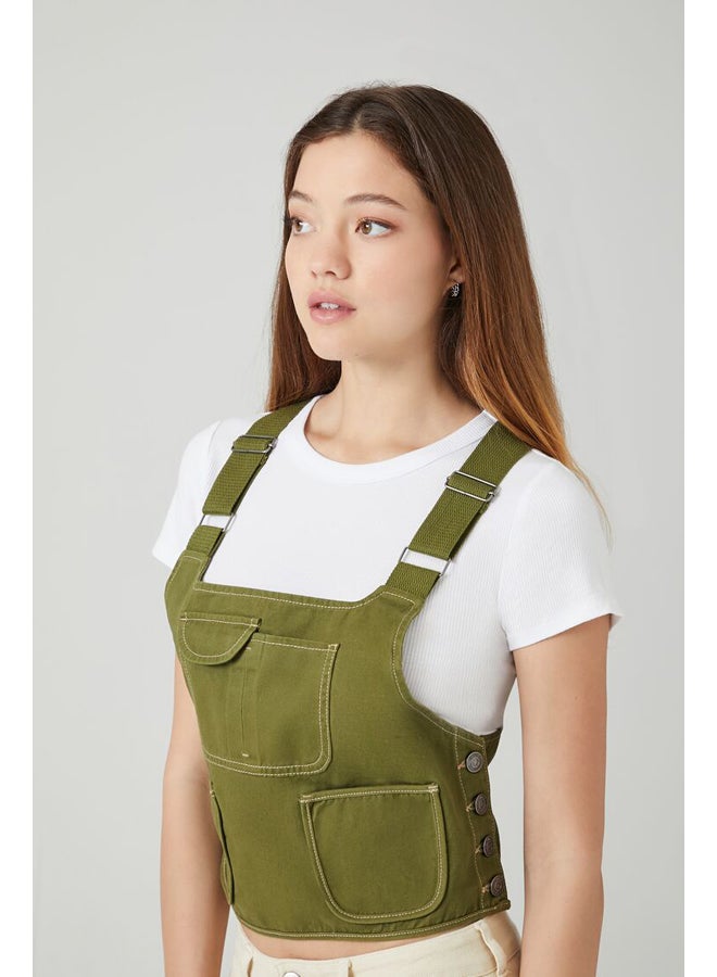 FOREVER 21 Twill Overall Crop Top - Image 4