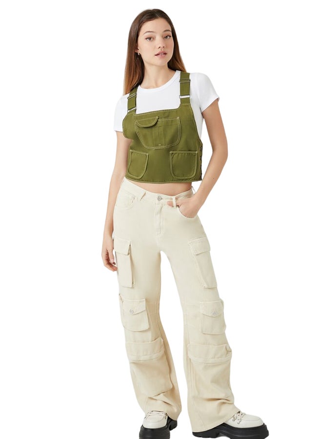 FOREVER 21 Twill Overall Crop Top - Image 1