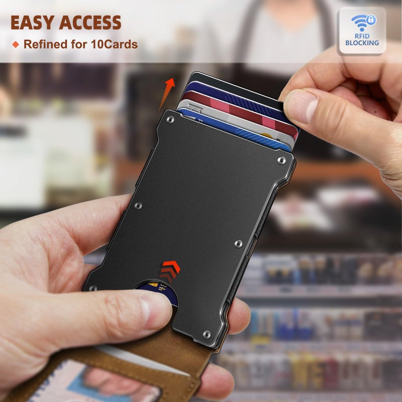 KEMISANT Men Wallet- Slim Wallet Money Clip For Gift Men in Front Pocket 12Cards-Metal Case with Magnetic Flip - Image 5