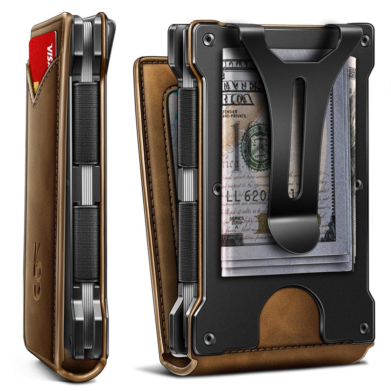 KEMISANT Men Wallet- Slim Wallet Money Clip For Gift Men in Front Pocket 12Cards-Metal Case with Magnetic Flip - Image 1