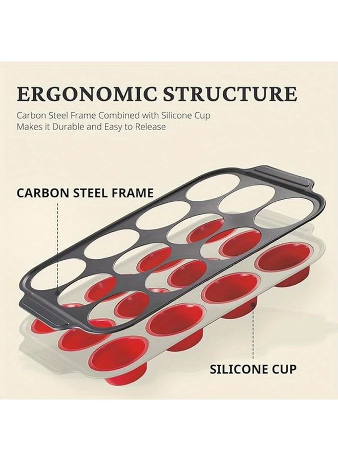 Red 12 Cup Muffin Pan Nonstick Easy Release Oven Safe Durable BPA Free - Image 2
