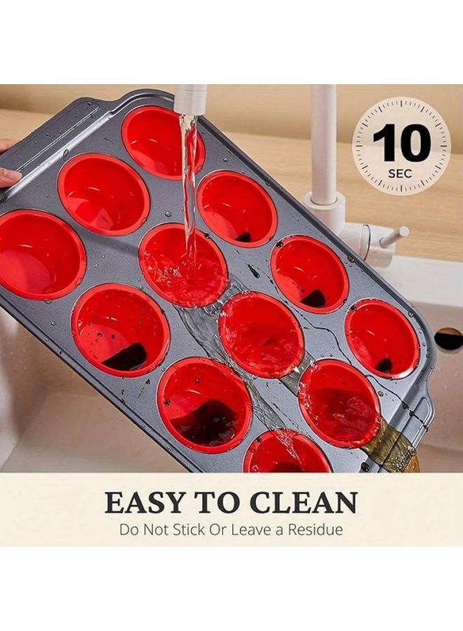 Red 12 Cup Muffin Pan Nonstick Easy Release Oven Safe Durable BPA Free - Image 4