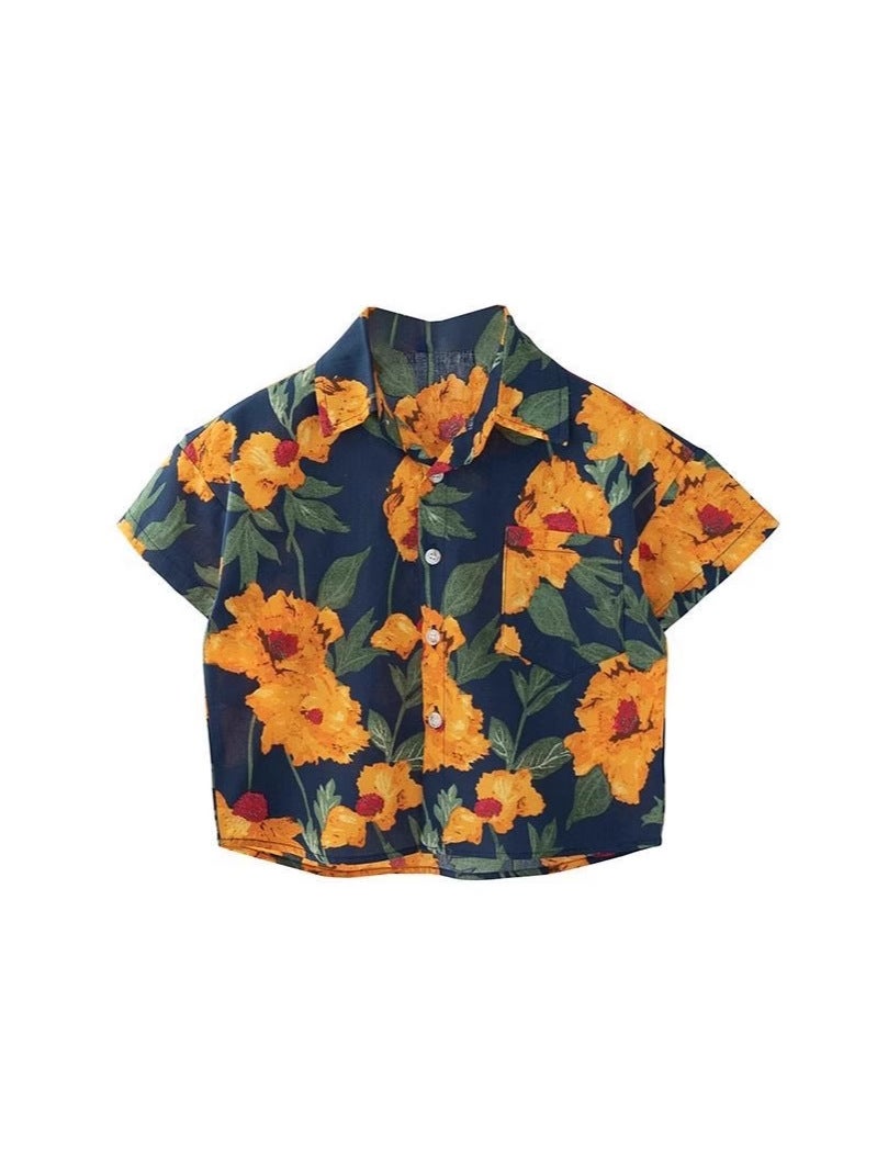 Children's Summer Shirt Children's 2025 Summer New Short-sleeved Children's Wear Duffy Handsome Men's Children's Wear Vacation Fashion in Hong Kong - Image 5