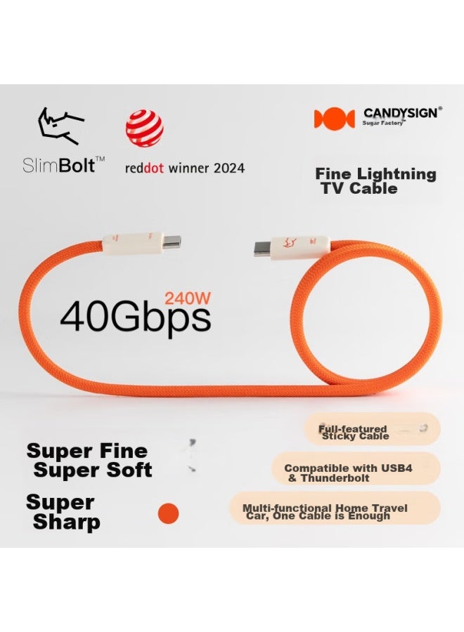 Candysign Sugar Compatible Thunderbolt 4 Data Cable, Usb4 Full-function 240w Fast Charging, Type-c Thin Cable, Macbook Huawei Laptop 8k Video Screen Mirroring Cable, Fast Charging Cable - Image 1